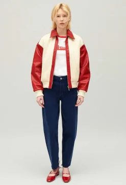 Online Two-Tone Dual-Material Jacket Women Jackets And Coats