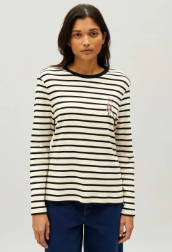 Clearance Two-Tone Jean Toto Breton T-Shirt Women Sweaters And Cardigans