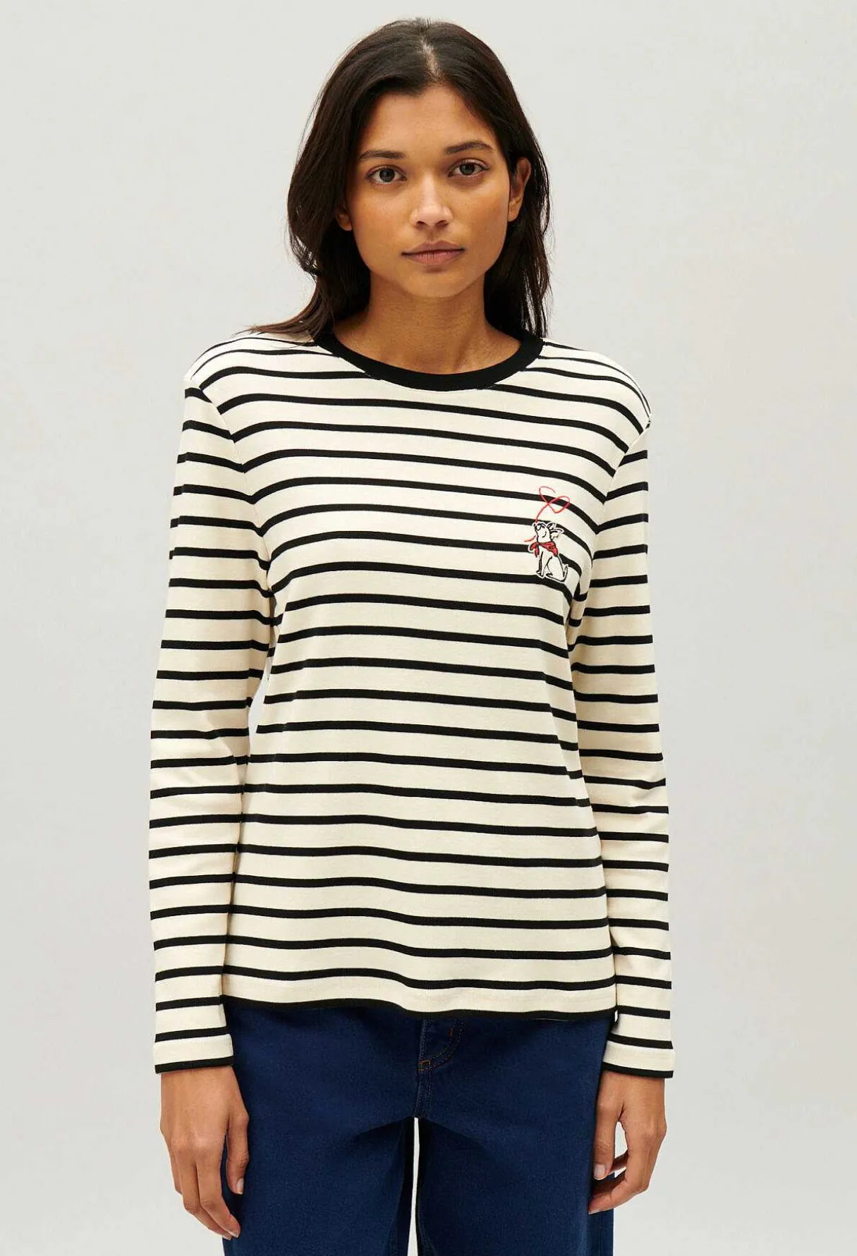 Clearance Two-Tone Jean Toto Breton T-Shirt Women Sweaters And Cardigans