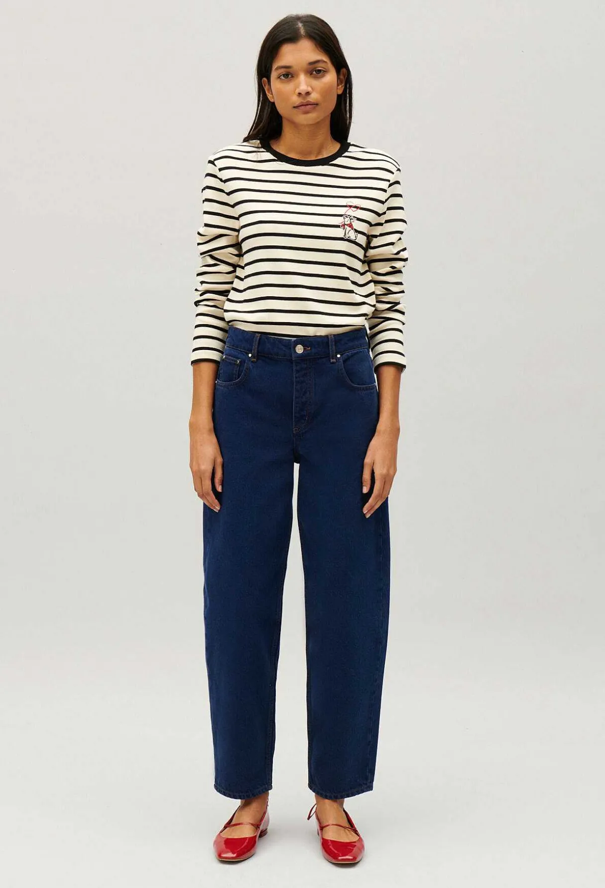 Clearance Two-Tone Jean Toto Breton T-Shirt Women Sweaters And Cardigans