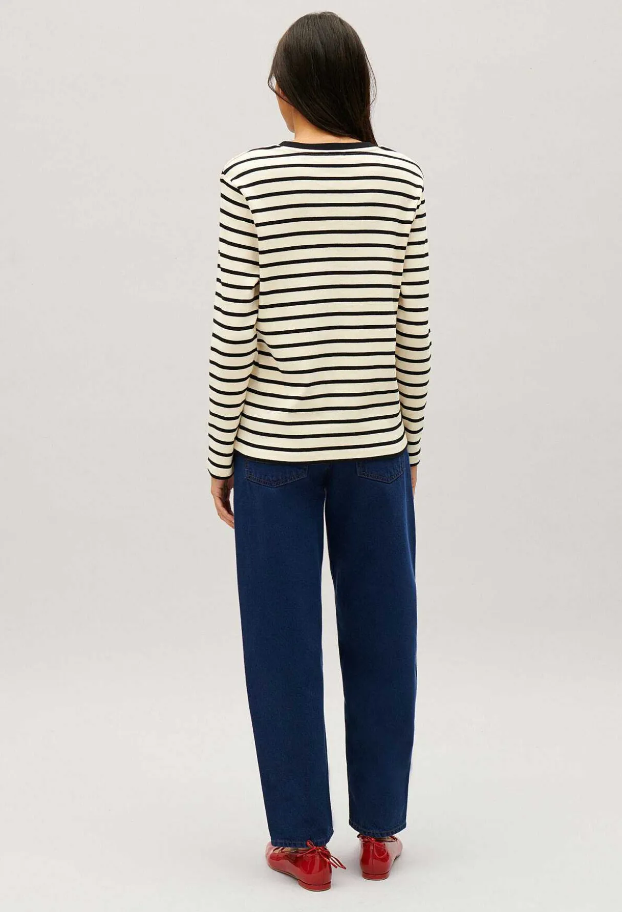 Clearance Two-Tone Jean Toto Breton T-Shirt Women Sweaters And Cardigans