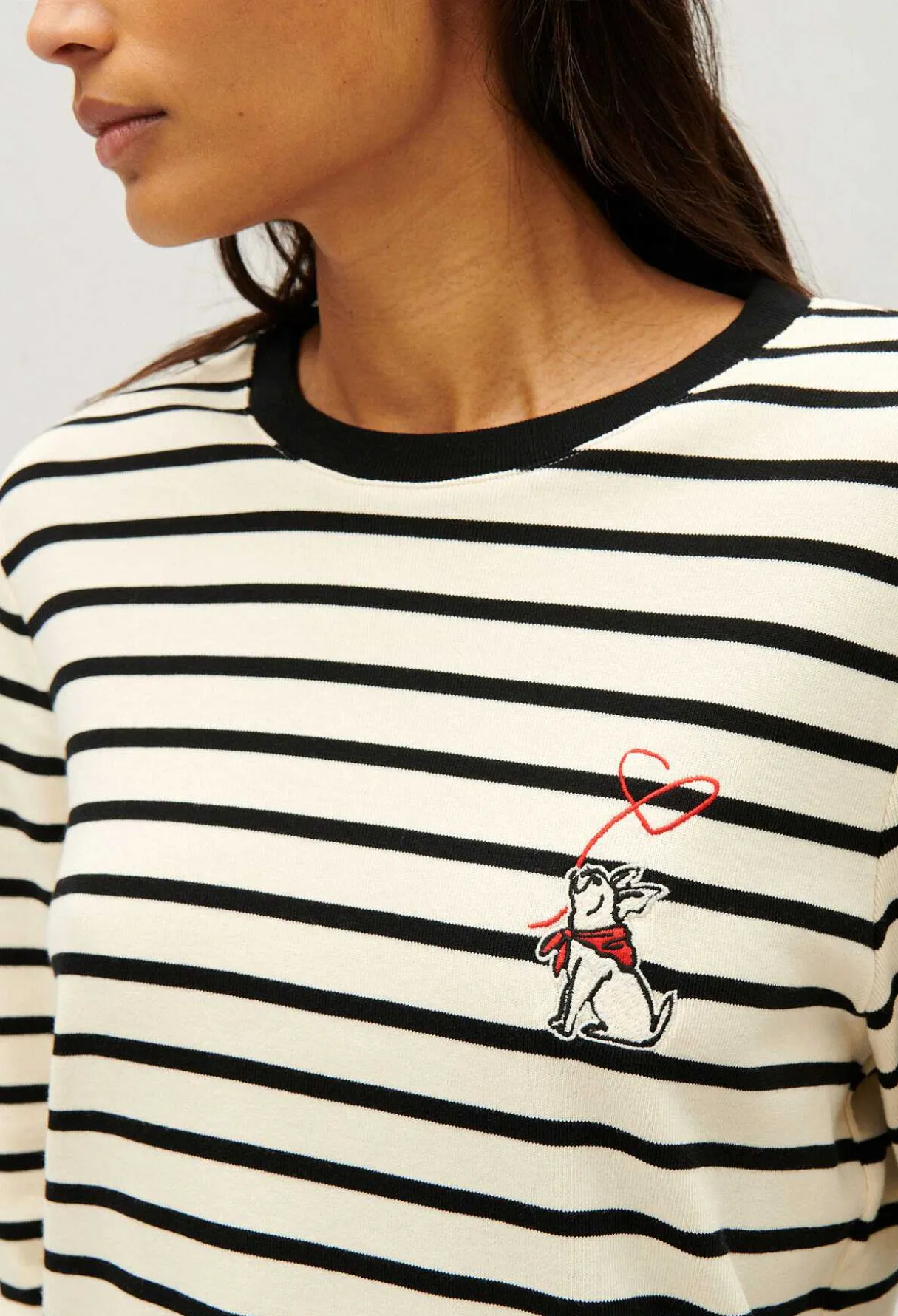 Clearance Two-Tone Jean Toto Breton T-Shirt Women Sweaters And Cardigans