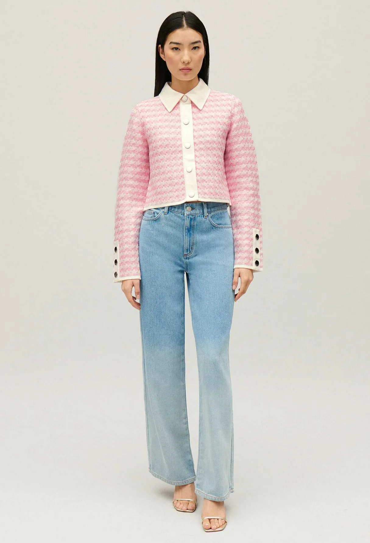 Outlet Two-Tone Knit Cardigan Women Sweaters And Cardigans