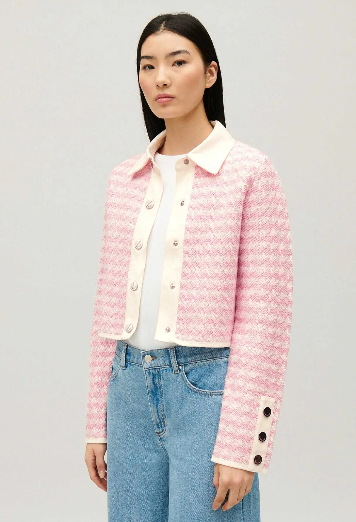 Outlet Two-Tone Knit Cardigan Women Sweaters And Cardigans
