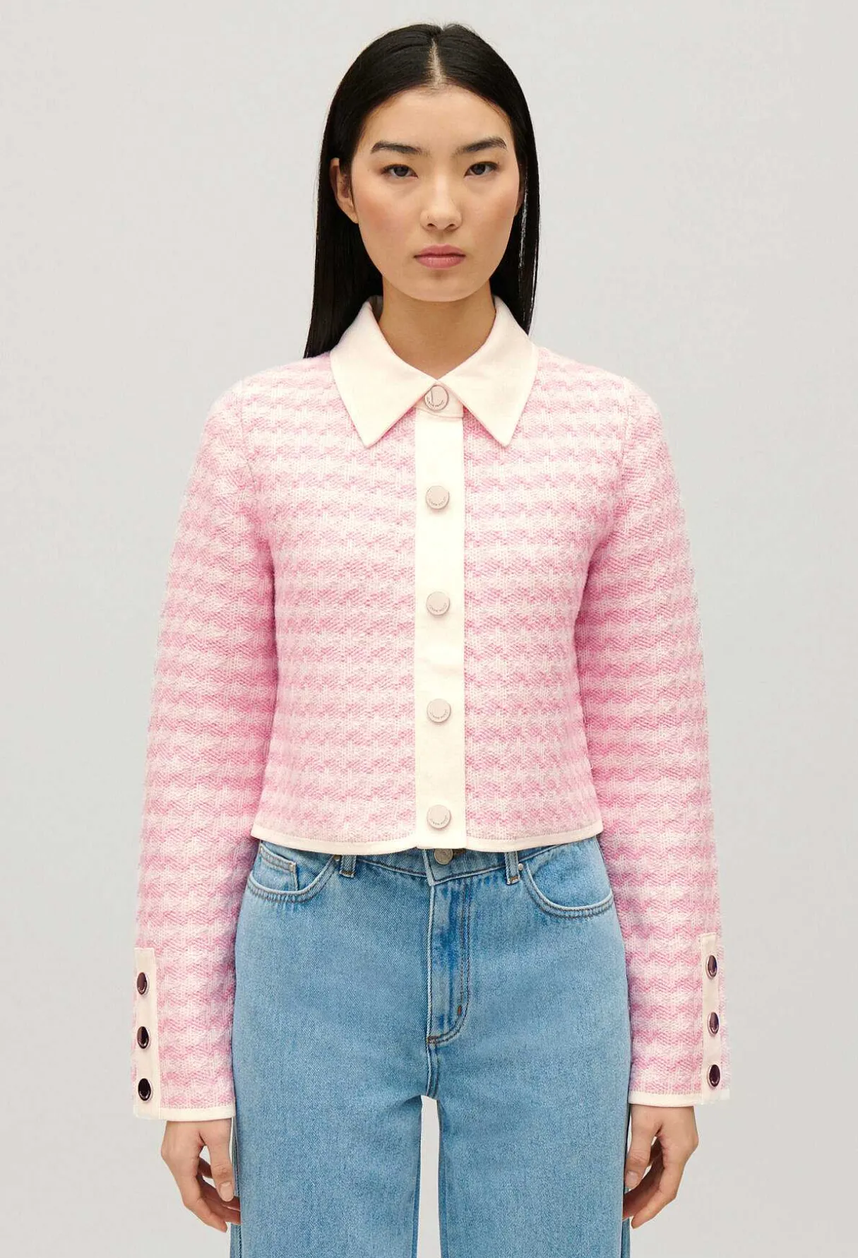Outlet Two-Tone Knit Cardigan Women Sweaters And Cardigans