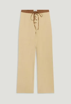 Flash Sale Two-Tone Lace-Up Trousers Women Jeans And Trousers