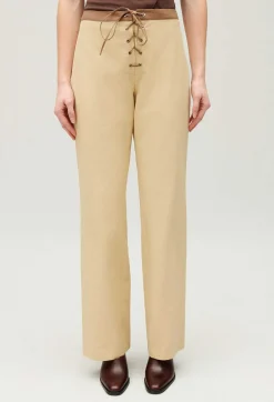 Flash Sale Two-Tone Lace-Up Trousers Women Jeans And Trousers