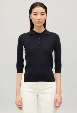 Fashion Two-Tone Polo Jumper Women Sweaters And Cardigans