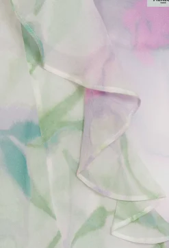 Hot Watercolour Print Silk Blouse Women Tops And Shirts