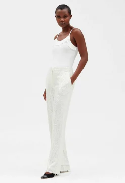 Discount White Sequinned Trousers Women Jeans And Trousers