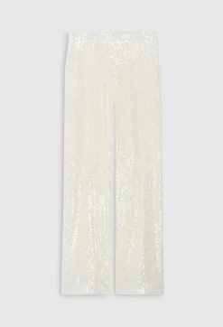 Discount White Sequinned Trousers Women Jeans And Trousers
