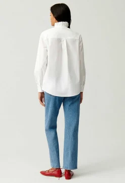 Flash Sale White Shirt With Ruffled Collar Women Tops And Shirts