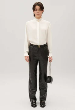 Clearance White Shirt With Wavy Collar Women Tops And Shirts