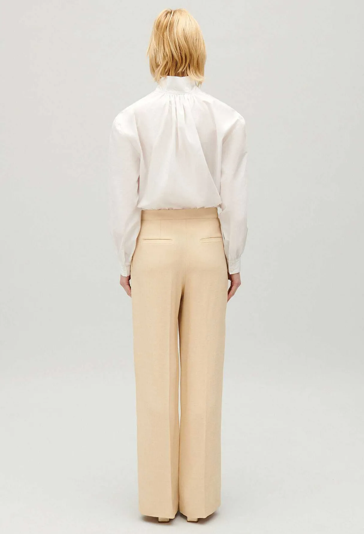 Hot Wide-Leg Beige Trousers Women Jeans And Trousers