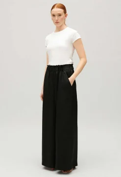 Discount Wide-Leg Trousers With Smocked Waistband Women Jeans And Trousers