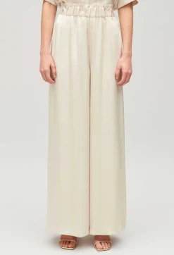 Clearance Wide-Leg Trousers With Smocked Waistband Women Jeans And Trousers