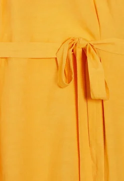Discount Yellow Asymmetric Midi Dress Women Dresses