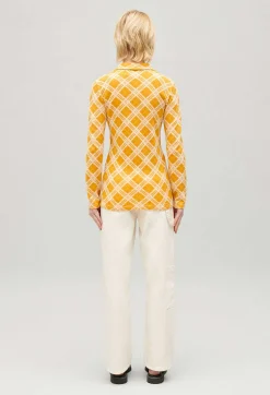 Sale Yellow Checked Cardigan Women Sweaters And Cardigans