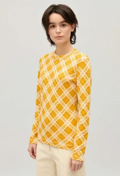 Outlet Yellow Checked Jumper Women Sweaters And Cardigans